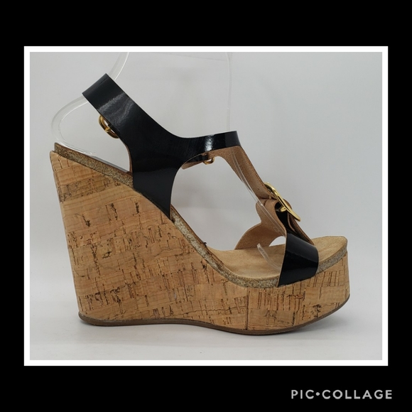 Pedro Garcia Platform Cork Wedge Sandals Size 8 - Picture 6 of 11
